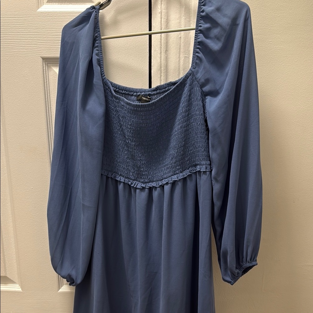 Blue Long Sleeve Dress
